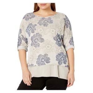 NWT Made in Italy knitted top woven inner layer Large loose fit lagenlook linen